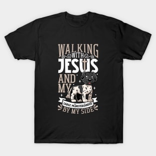 Jesus and dog - Large Münsterländer T-Shirt